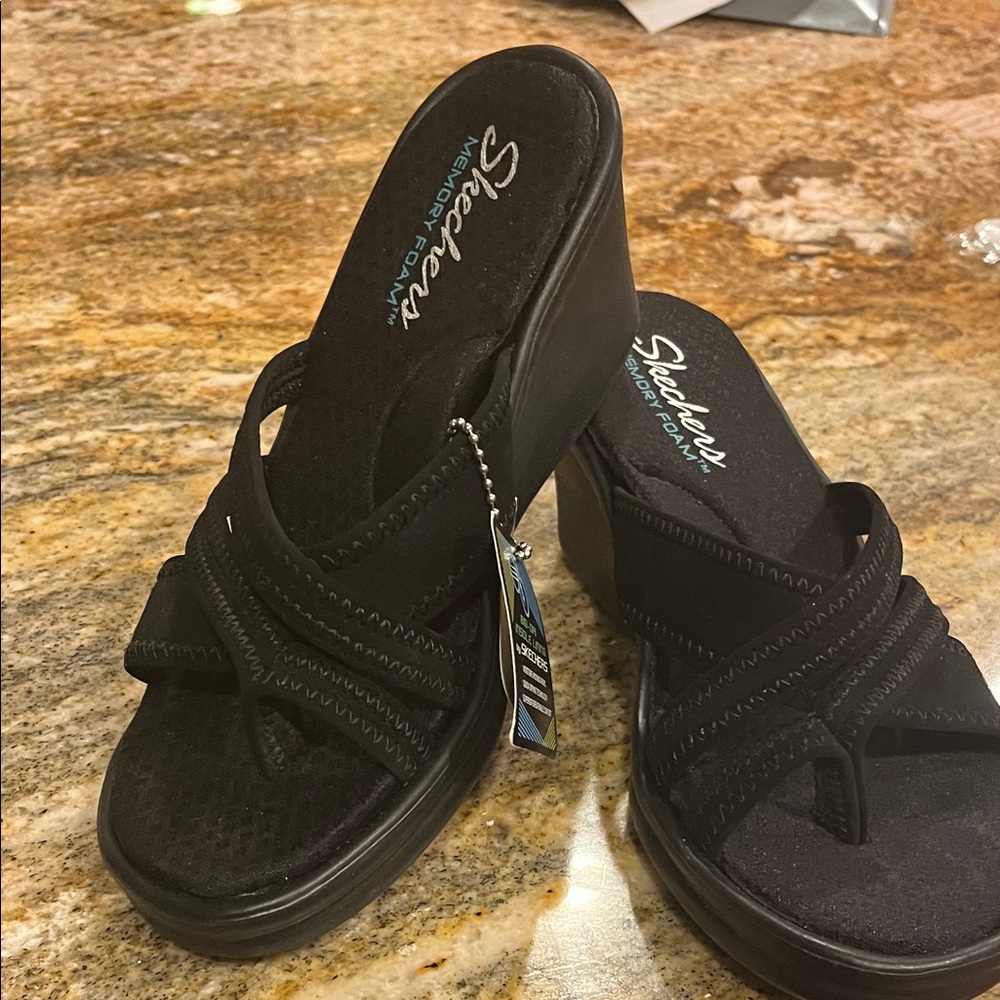 Skechers Black Comfort Slides